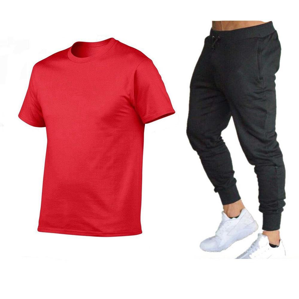 Men's Fashion Short Sleeved Long Pants Set Teenagers' Running Outdoor Sports Two-piece