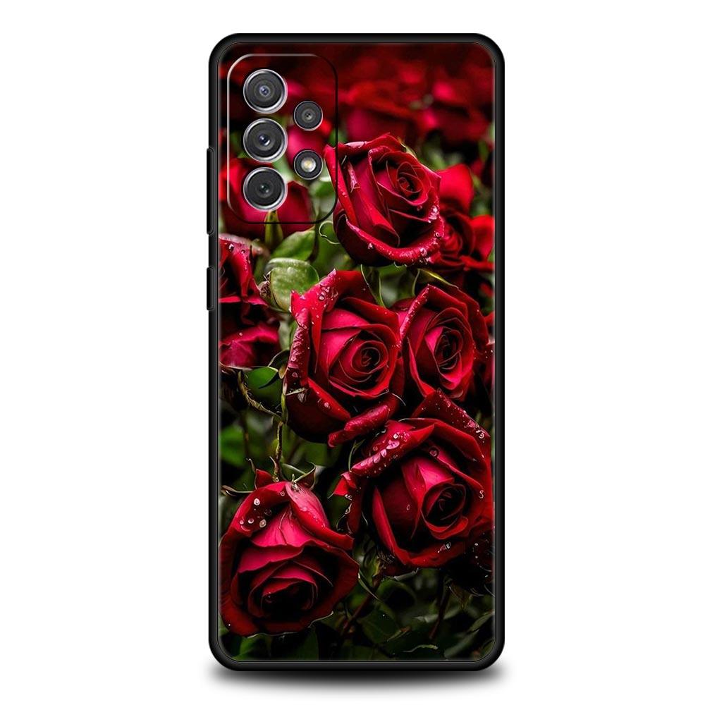 Beautiful Red Rose Flowers Phone Case For Samsung A15 A13 A51 A71 A41 A31 A21S A03S A05 A12 A32 A52 A23 A25 A33 A53 A73 5G Cover