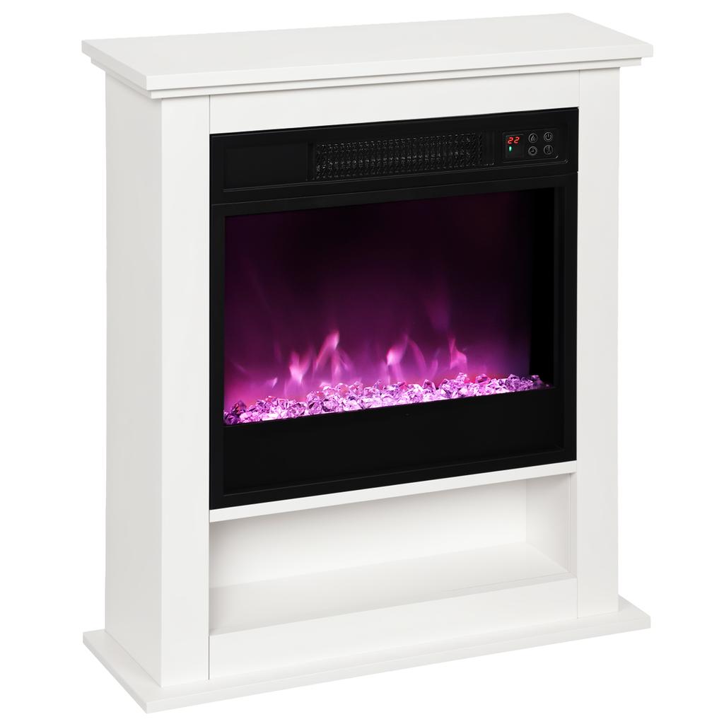 1800W Adjustable Faux Flame Electric Fireplace - White