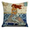 Marine Animal Mermaid Sea Starfish Seahorse Print Square Pillowslip  Blend Cushion Cover Pillowcase Living Room Home Decor