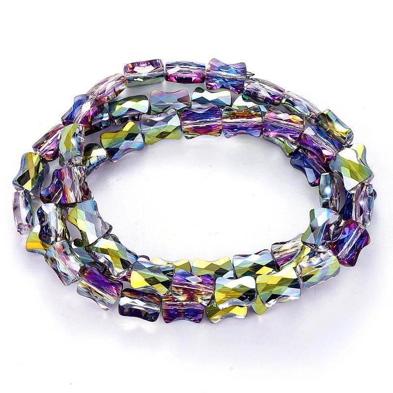 Bamboo Glass Beads AB Color Faceted Flat Curved Waist Column Crystal Loose Spacer Bead for DIY Crafts Earring Bracelet Jewelry