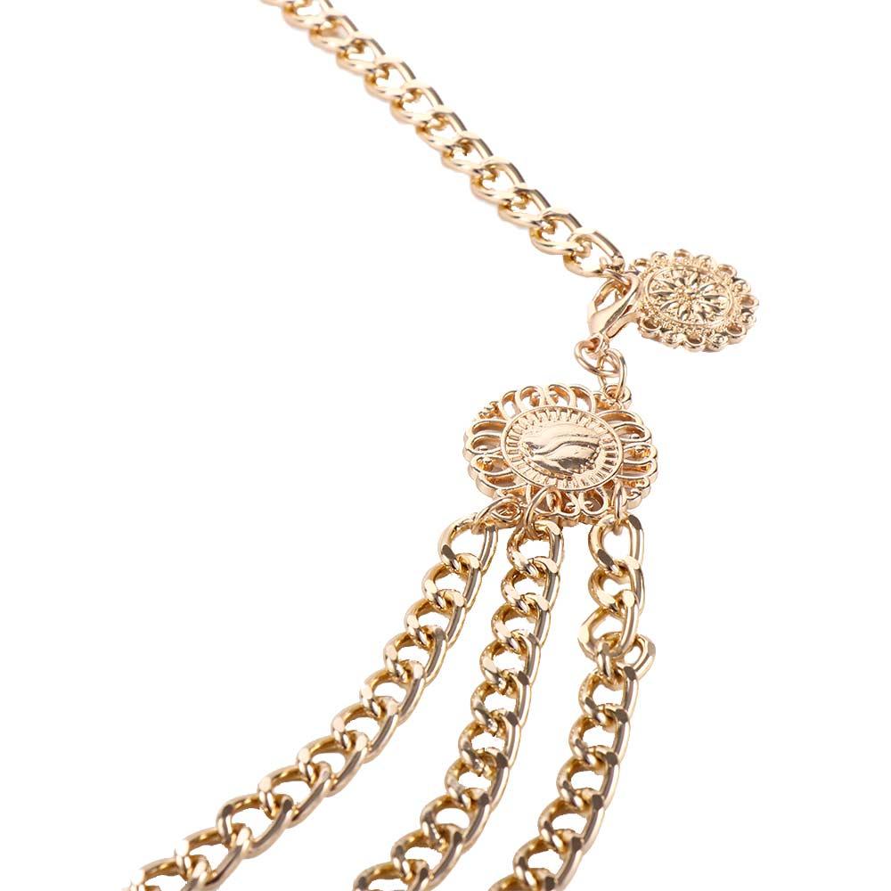 Round Pendant Zinc Zinc Alloy Chains Adjustable Waist Chain Aluminum Chain Women Body Chain Metal Belts