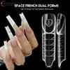 30/60/70/150Pcs Space Hollow French Crystal Extension 3D With Scale Nail Dual Forms Nail Mold Reusable UV Glue Nail Extension