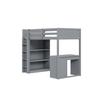 Lit mezzanine - MUVOE - 90 x 200 cm - Bois gris - Bureau d'ordinateur - Casier de rangement