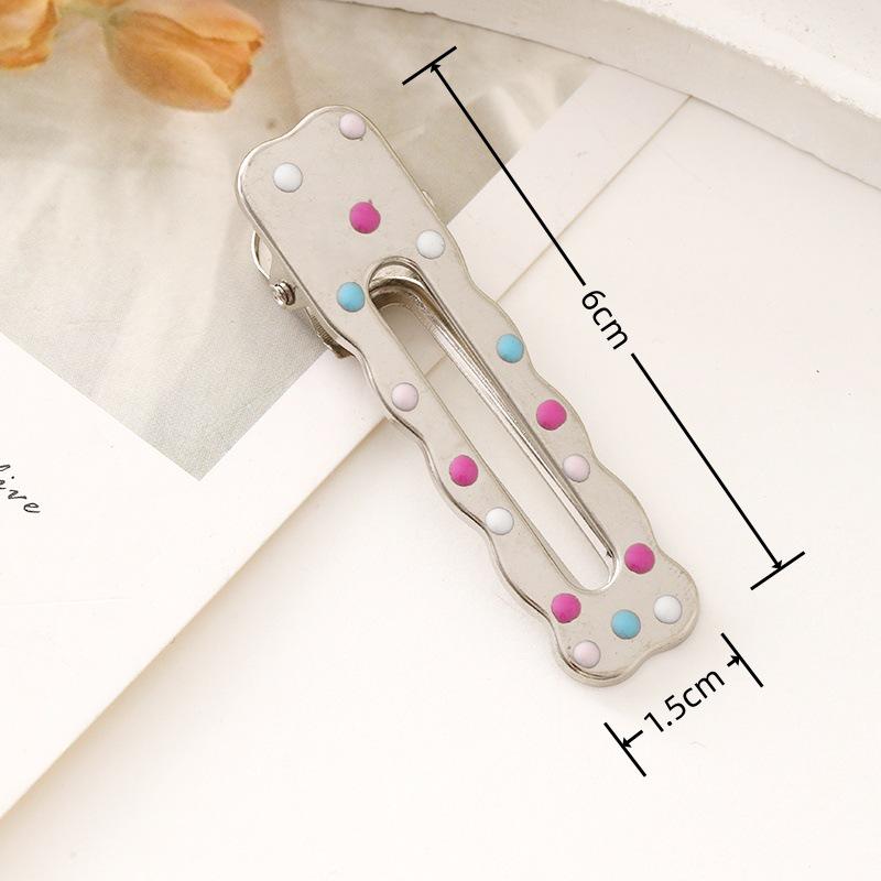 6cm Colored Polka Dot Metal Hair Clip, Side/Duckbill/Straight Clip, Cloud-Style Bangs Clip, Handmade Hair Accessory