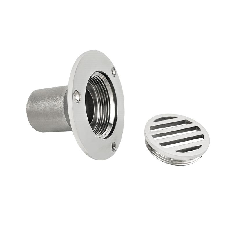 38MM 316 Stainless Steel Floor Deck Cockpit Drain Boats Removable Cover Straight Drain Marine Hardware Boat Accessories