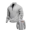 **Felpa con cappuccio in pile da uomo taglie forti mezza zip colletto alto vestibilità comoda casual autunno inverno**