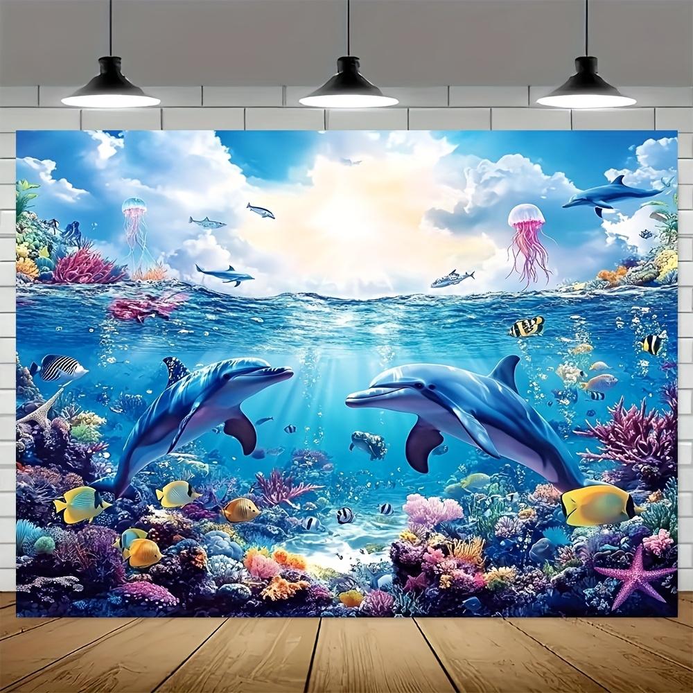 1 Stück Riesen-Ozean-Delfin Wanddekoration Hintergrund Winter-Kulisse Dekorationen Für Fotostudio Fotokabine Weihnachtsfeier