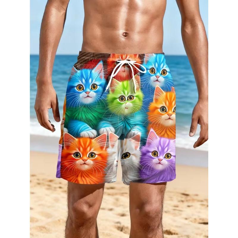 Summer Men's 3D Printed Beach Shorts Fashion Versatile Trend Breathable Casual Vacation Style
