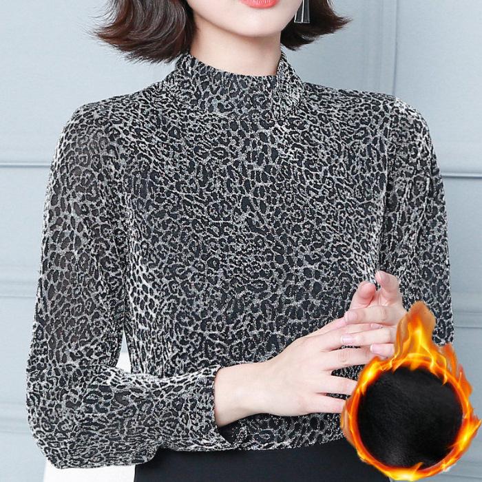 Women's Spring and Autumn Loose Bottoming Shirt Half Turtleneck Long Sleeve All-match Top