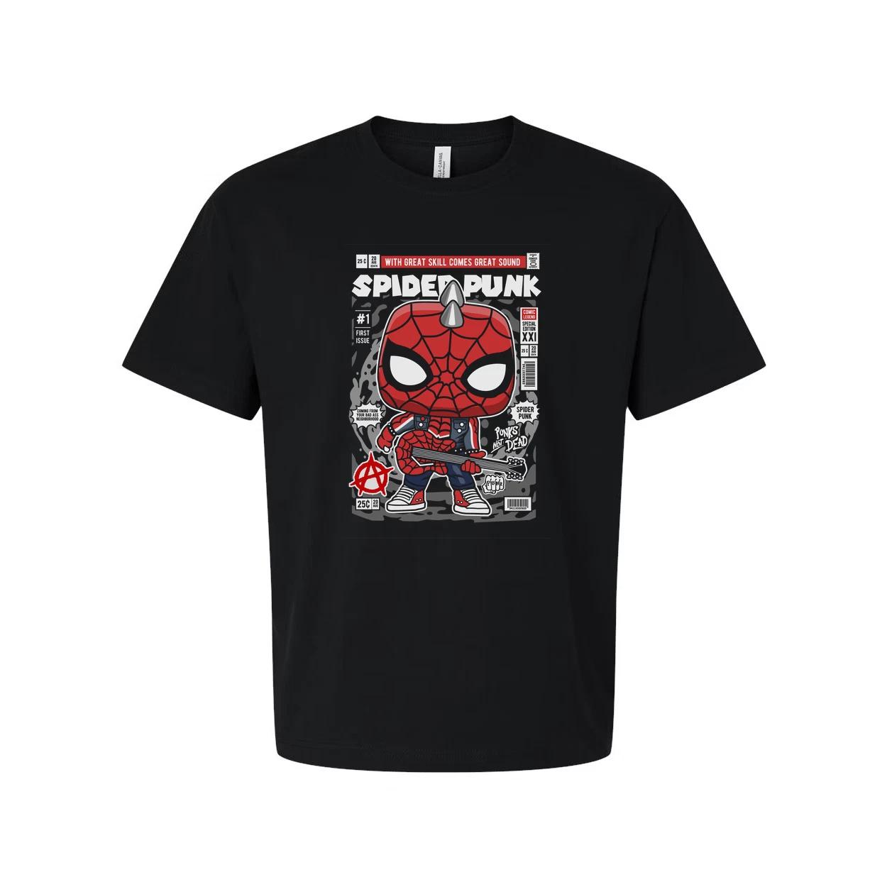 Spider Punk Unisex Graphic Tee With Comic Style Artwork And Bold Red Webbing Pri S