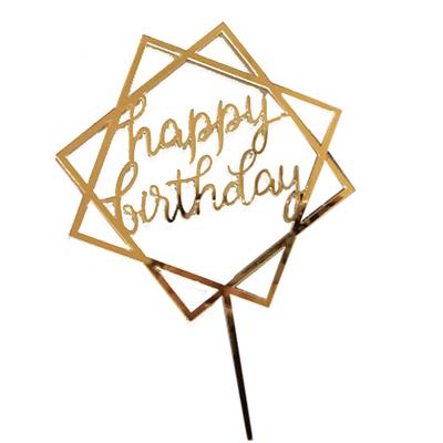 Topper per torta di buon compleanno quadrato, inserto in acrilico, carta per torta fai da te, glitter, cupcake, candela