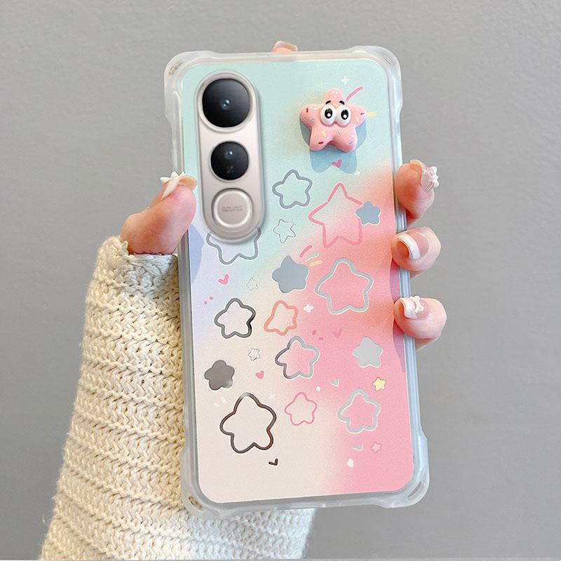 KEYSION Crossbody Strap Phone Case for VIVO V50 Lite 5G Cute Cartoon Long Lanyard Mirror Shockproof Cover for VIVO V50 Lite