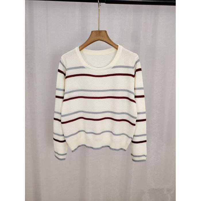 

Полосатый трикотажный топ с коротким рукавом для женщин, модный трикотажный топ свободного кроя с круглым вырезом, скрывающий недостатки фигуры one size красный