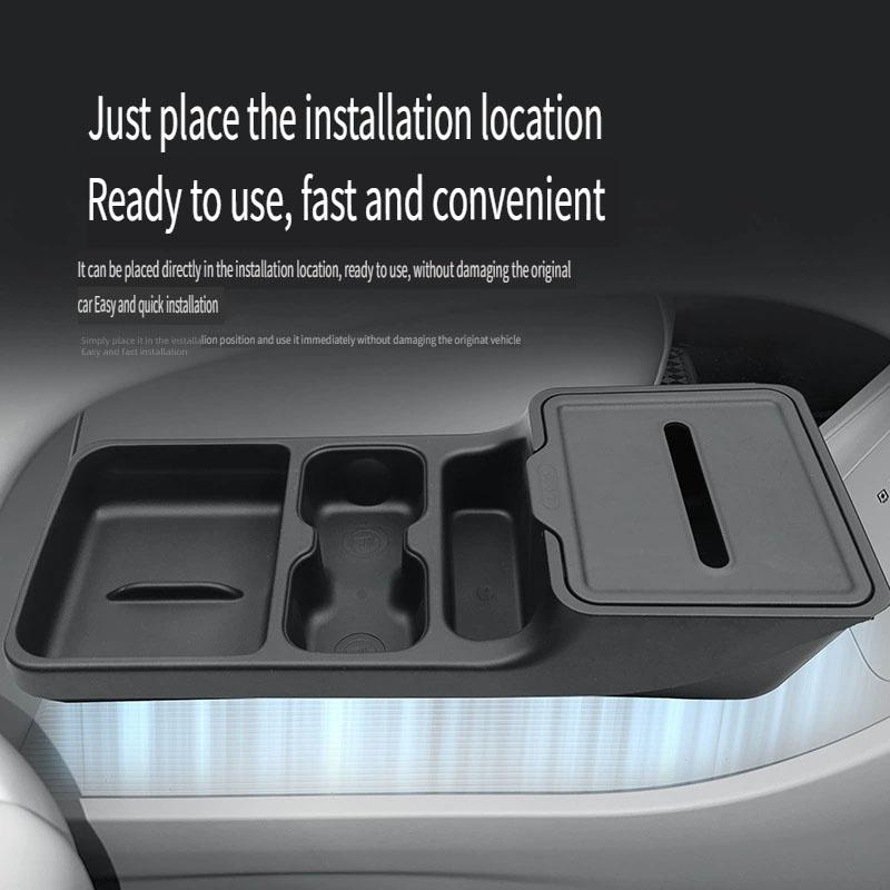 For Geely Xingyuan EX2 2025-2026 Under Central Console Storage Box with Water Cup Holder & Tissue Box Interior Tidy Accessories