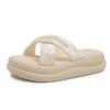 Thick Bottom Heightening Outer Fairy Wind French Slippers Wear One Word New Female 2025 Summer Beach Pearl Cool Slippers