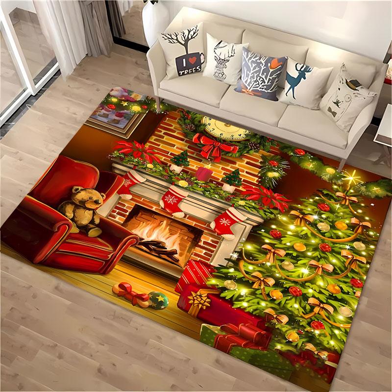 3D HD Printing Christmas Large Area Carpet for Living Room Cartoon Children's Bedroom Sofa Doormat Floor Rug Anti-slip Decor Mat