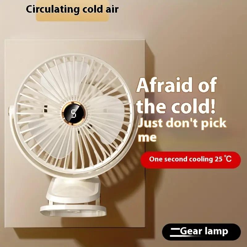 Compact Desktop Fan, Operates Silently, Lightweight Usb Charging, Five-Speed Wind Speed Adjustment, Adjustable Tilt Angle
