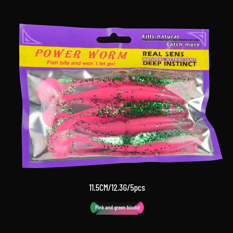 Locken: Zweiteiliger T-Schwanz Softbait für Mandarinfische, Kunstwurm mit hoher Dichte zum Meeresangeln.