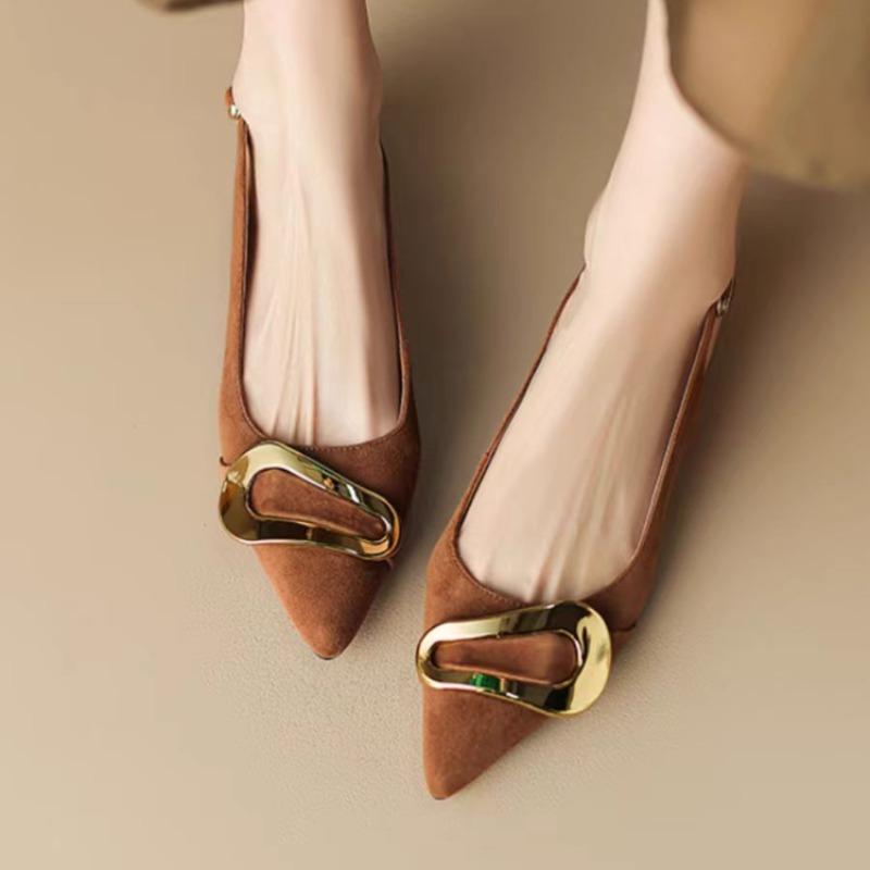 Mode Wildleder Damen Schuhe Spitze Zehenpartie Mode Sandalen 2024 Sommer Neu Slingback Designer Kleider Hausschuhe Lässige Pantoletten Chaussure Femme