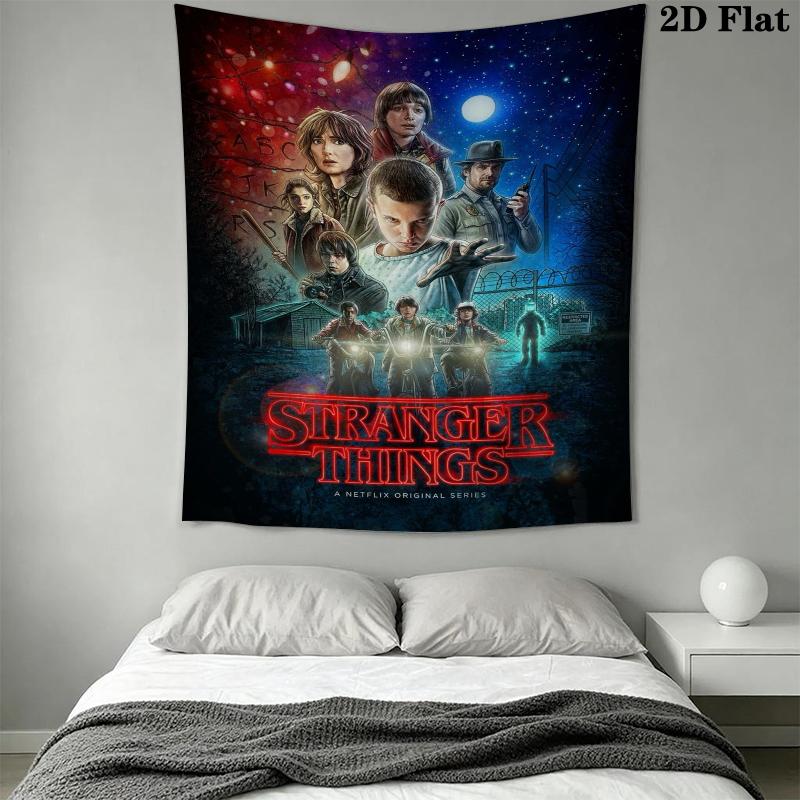 Stranger Things Wall Tapestry Aesthetic Wall Hanging Printed Fabric Blanket Decorative Tapestries for Bedroom Living Room Home Decor