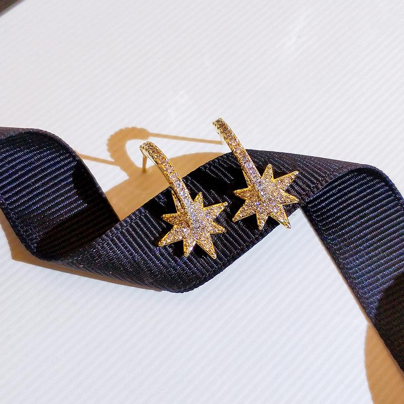 Eight Point Star Earrings Niche Design High End Earrings New Trendy Silver Needle Earrings