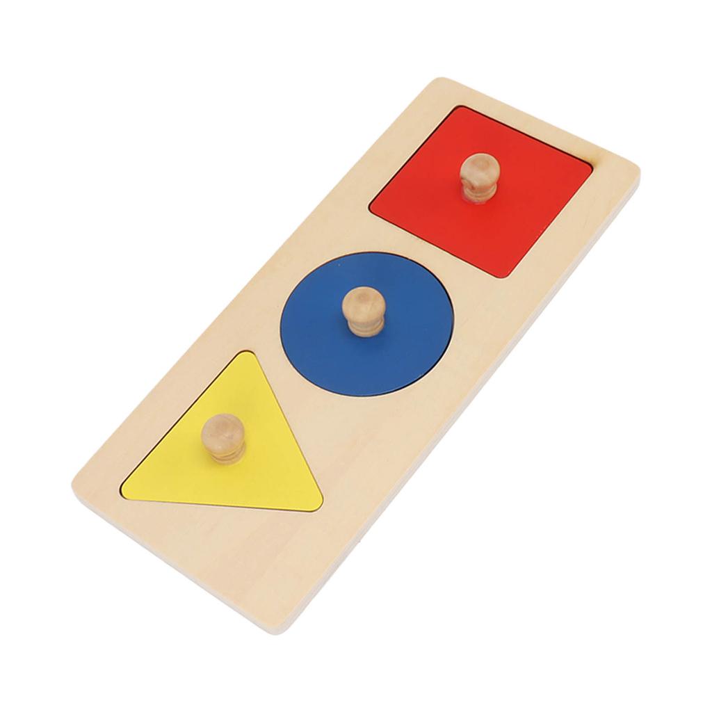 Baby Kleinkinder 3 Farben Drehknopf Puzzle Spielzeug Heimparty Lustiges Holz Geometrische Form Puzzle Pädagogisch