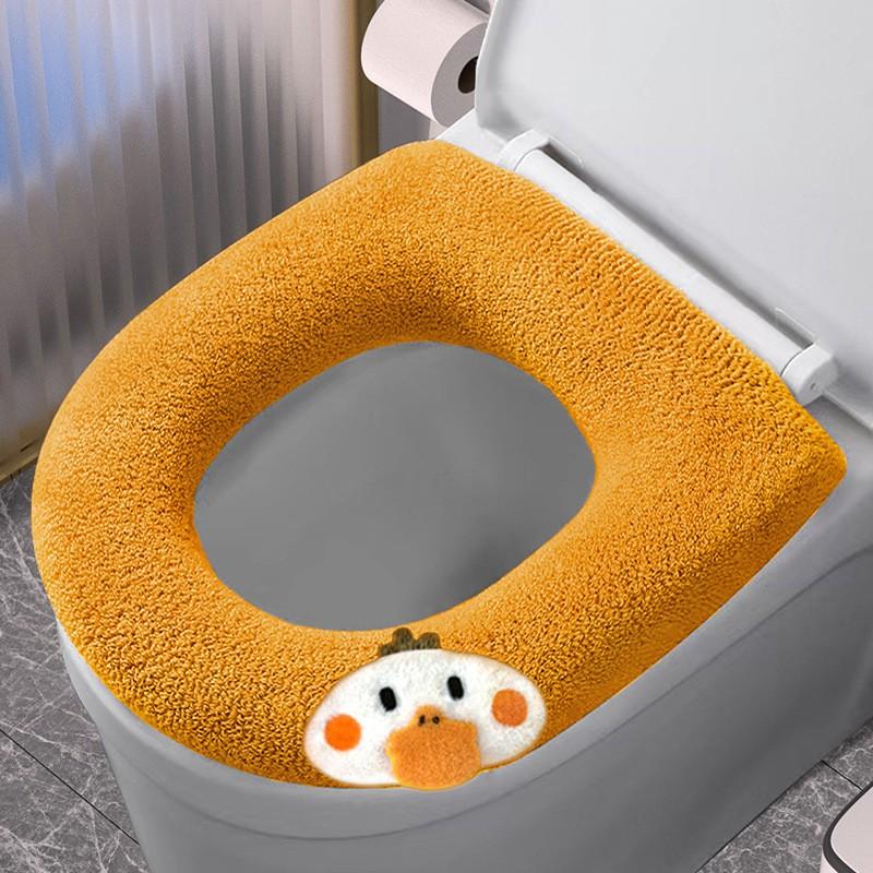 Soft Washable Toilet Seat Cover With Handle Or Handle-Free Design Thick Winter-Friendly Fiber Cushion Home Bathroom Use
