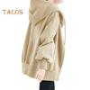 Women Thick Coat for Autumn Winter Warmth Solid Color Mid Length Fleece Jacket with Pockets Loose Zipper Hooded Coat for Daily Wear