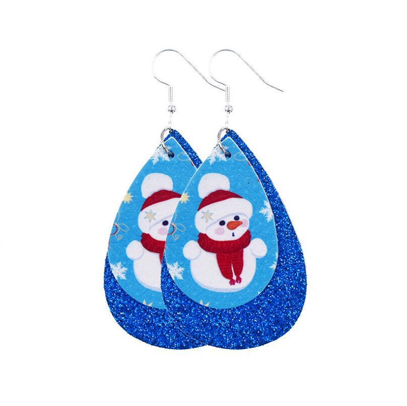 2020 New Double-Layer Leather Christmas Earrings