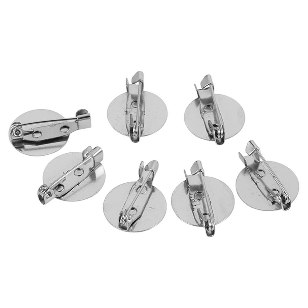 100pcs Metal Brooch Clasps Silver Brooch Blank Round Tray Brooch Clasp Clip Pins  DIY Jewelry Craft