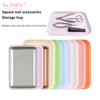 1PC Square Stainless Steel Cosmetic Storage Tray Nail Art Equipment Plate Tools Dental&False Nails Nail Decorations Display Tray