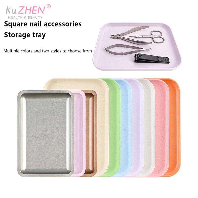 1PC Square Stainless Steel Cosmetic Storage Tray Nail Art Equipment Plate Tools Dental&False Nails Nail Decorations Display Tray