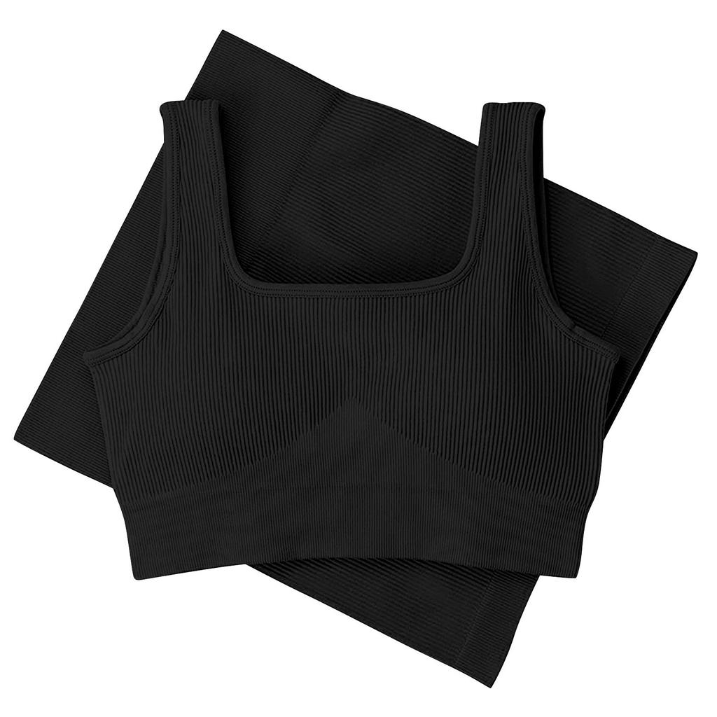 Women's Workout Set 2-piece Set Seamless Short Vest High Waist Shorts Yoga Clothing