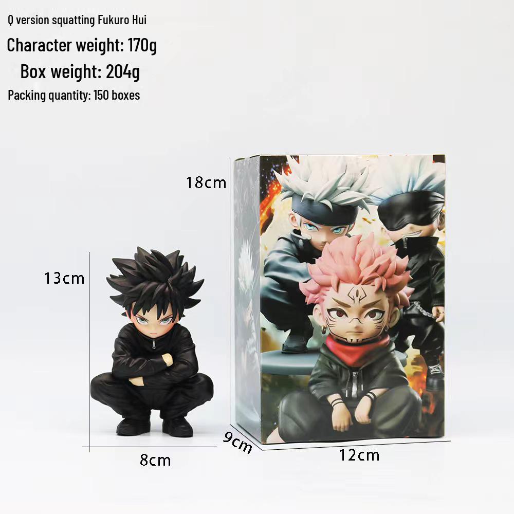 Jujutsu Kaisen Módní hračka: Gojo Satoru Stojící & Tygří hůl Hisahito Sedící Figurky - Q Verze Ozdoby do auta