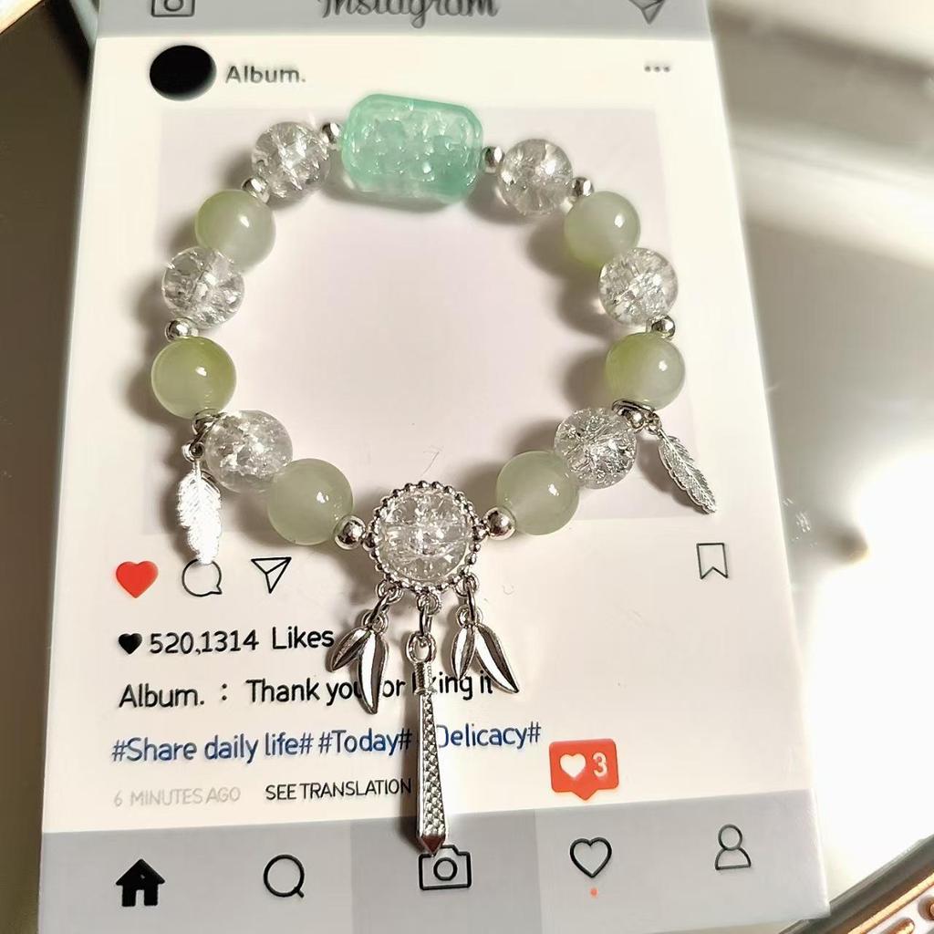 Festive Holiday Christmas Tree Bracelet with Lampwork Beads