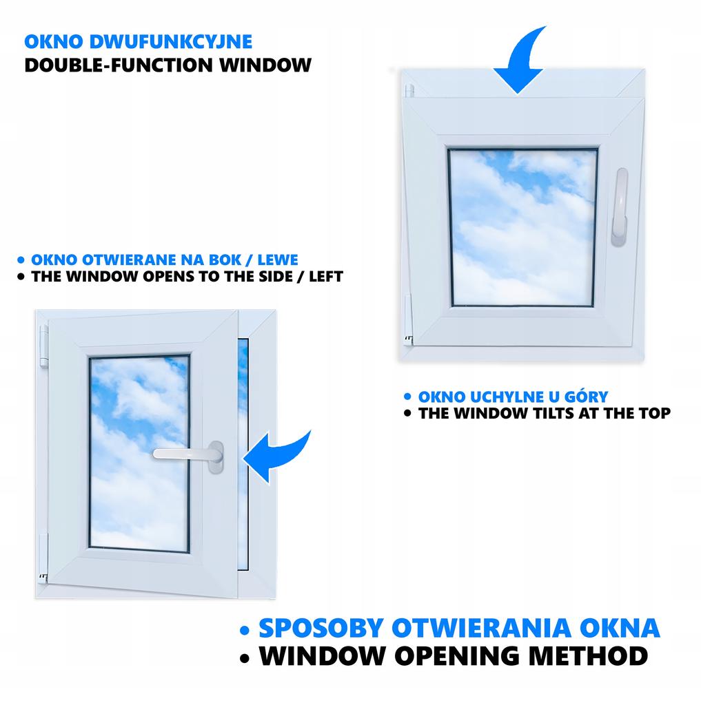 Okno Pcv Białe 50X60 Lewe 500X600 Mm Rozwierno-Uchylne, Dwuszybowe