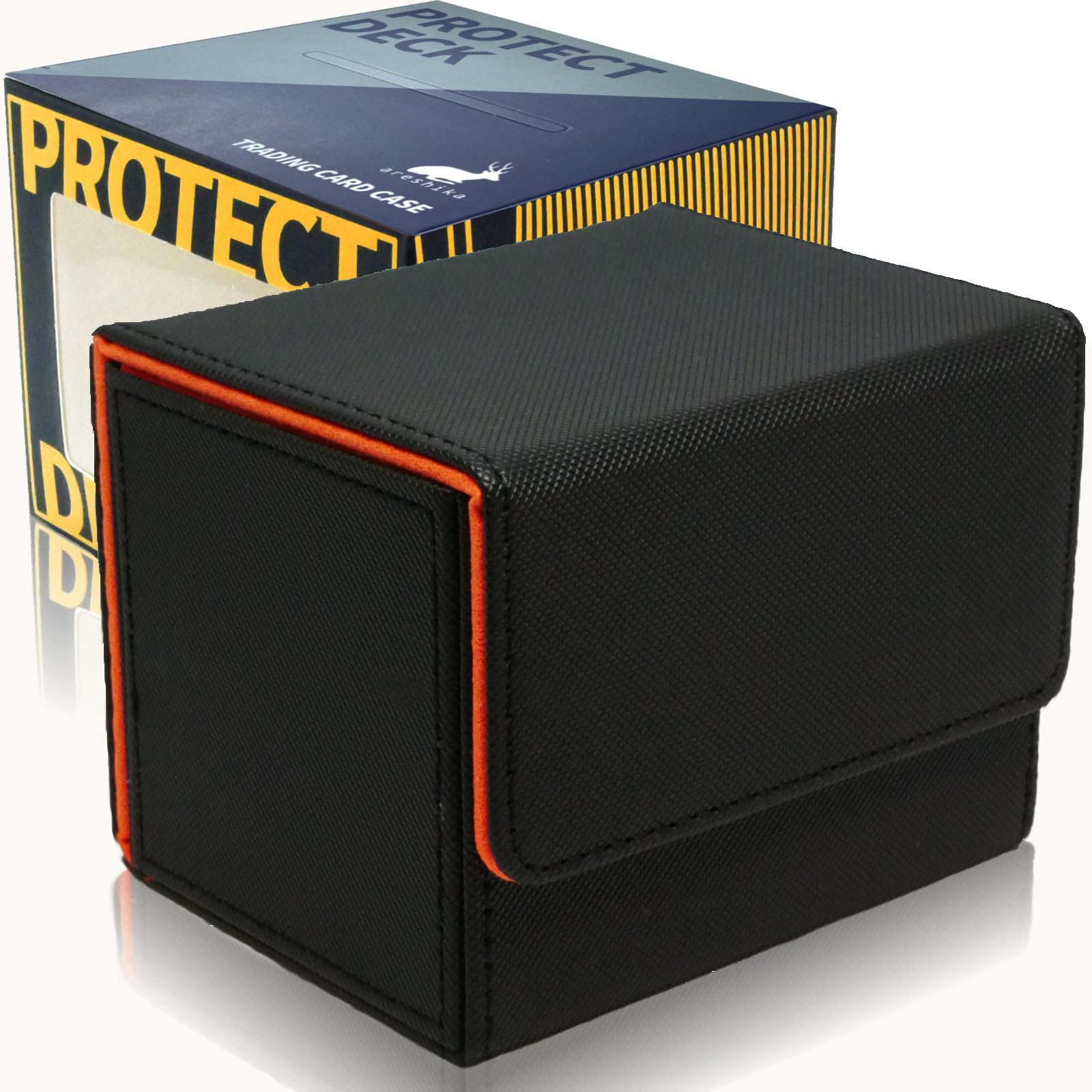 

Чехол для коллекционной карты Areshika Protect Deck, кожаный чехол для магнитной колоды (Черный оранжевый)