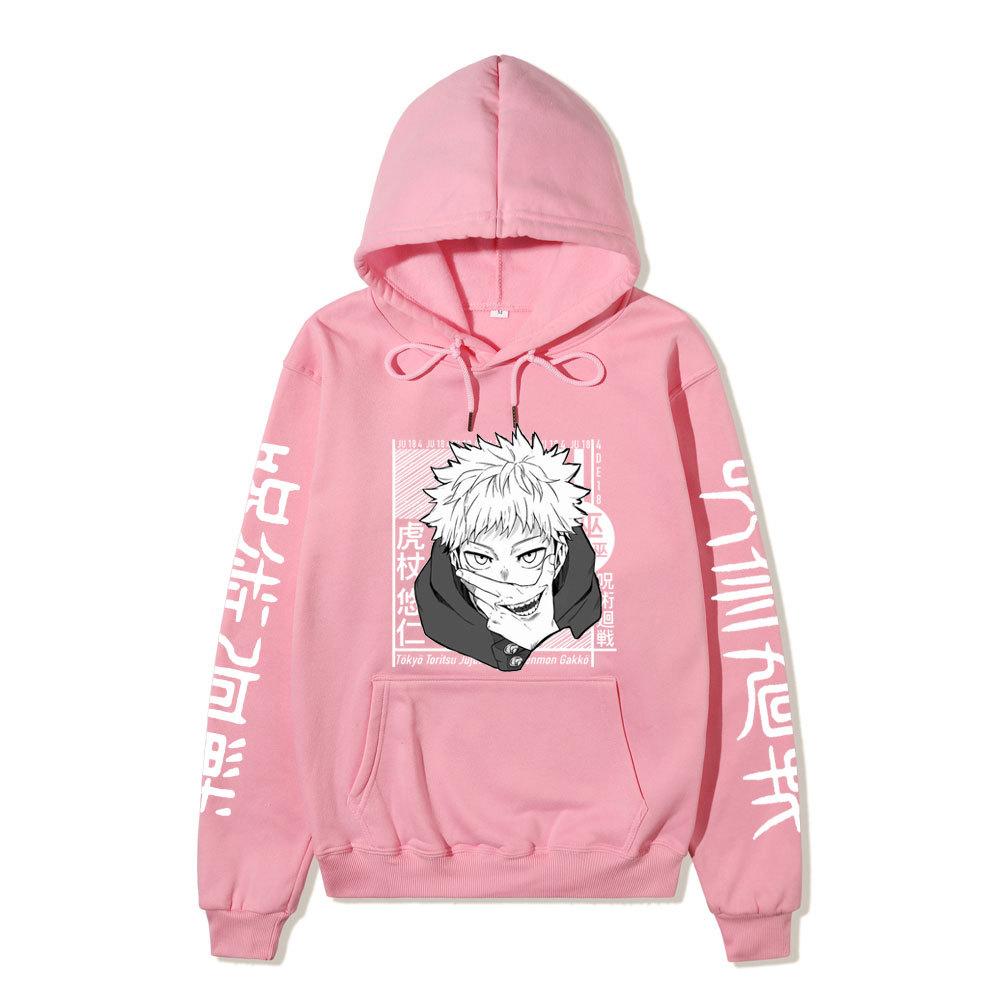 Jujutsu Kaisen Yuji Itadori  Japanese Printed Hooded Sweatshirt Unisex Fleece Warm Hoodie for Men Women Fall Winter Loose Casual Long Sleeve Pullover