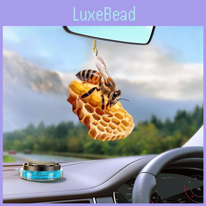 Adorable Cartoon Bee Honeycomb Acrylic Pendant Perfect For Car Accessories And Gifts