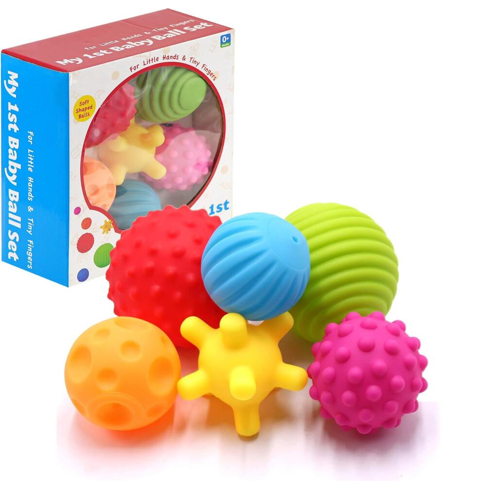 6 Piece First Baby Ball Set Baby Hand Massage Multi Textured Sensory Soft Balls
