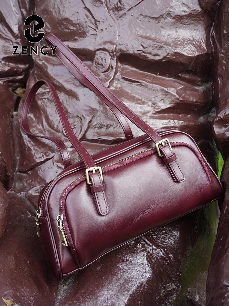 Women French Style Underarm Bag Genuine Leather Shoulder Bag