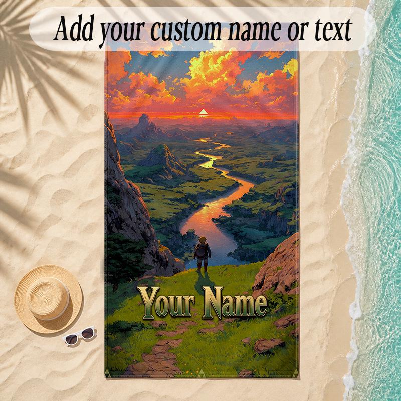 Beach TowelZelda Custom Name Text Personalized Soft Towel for Beach Pool Indoor Home Decor Gift