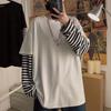 Trendiges Koreanisches Lockeres Herren-T-Shirt mit Langen Ärmeln und Fake-Zweiteiler-Look