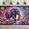 Magical Elephant Tapestry  Vibrant Floral Design with Dreamcatchers for Boho Home Decor Perfect Wall Hanging for Living Room