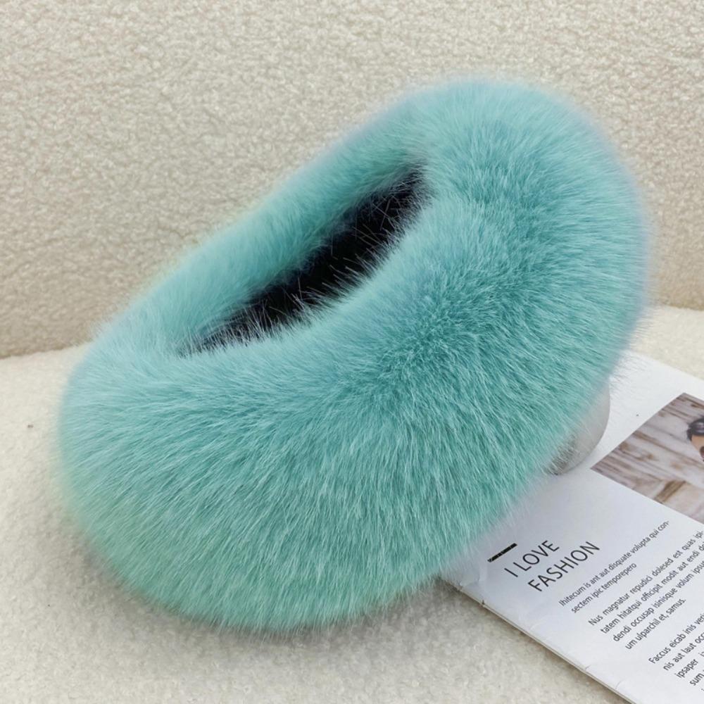 Thick Winter Hat Imitation Fox Fur Wide Headwrap Fashion Elastic Ski Hats  Winter