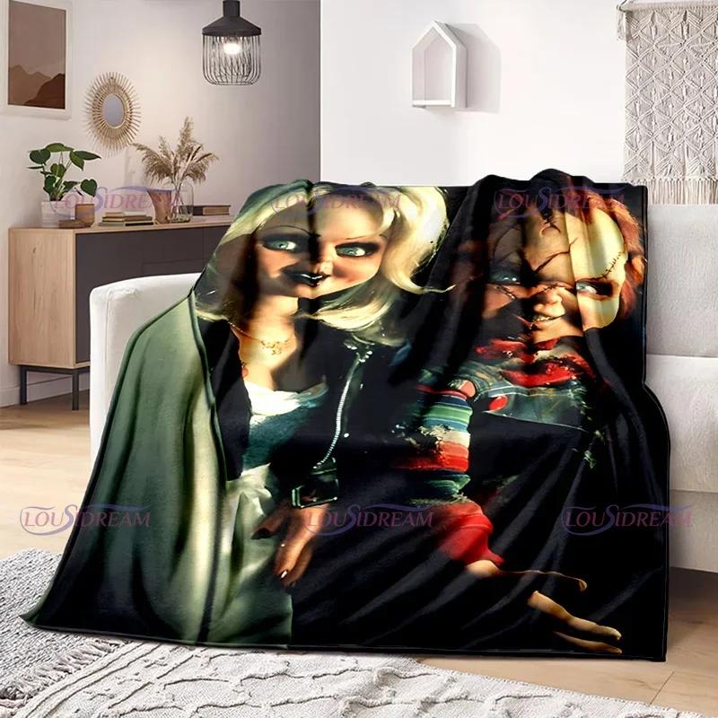 Watching Horror Stimulate Movie Blanket Child Play Character Chucky Blanket Home Couch Warm Bedspreads Soft Flannel Blanket