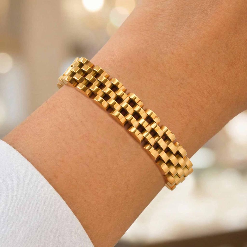 Chunky Strap Chain Bracelet for Women High-Quality Stainless Steel Waterproof Chain Bracelets Punk Wrist Jewelry Gift