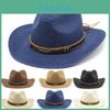 Western Cowboy Straw Hat Sun Protection Wide Brim Gift For Men And Women