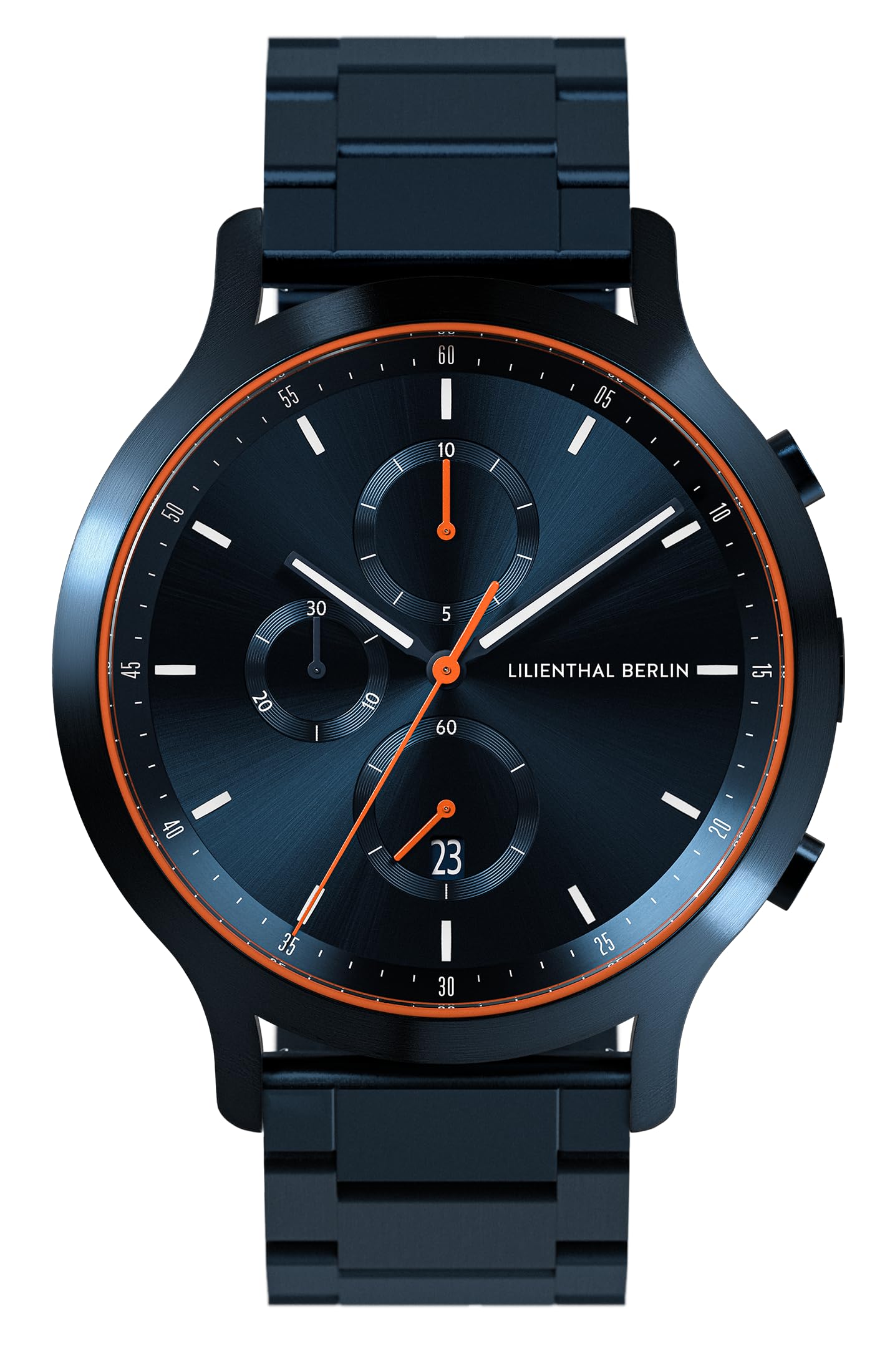 

Чоловічий годинник хронограф з датою, зроблений у Німеччині, синього кольору [Lillianthal Berlin] C01-108-B040EB синій